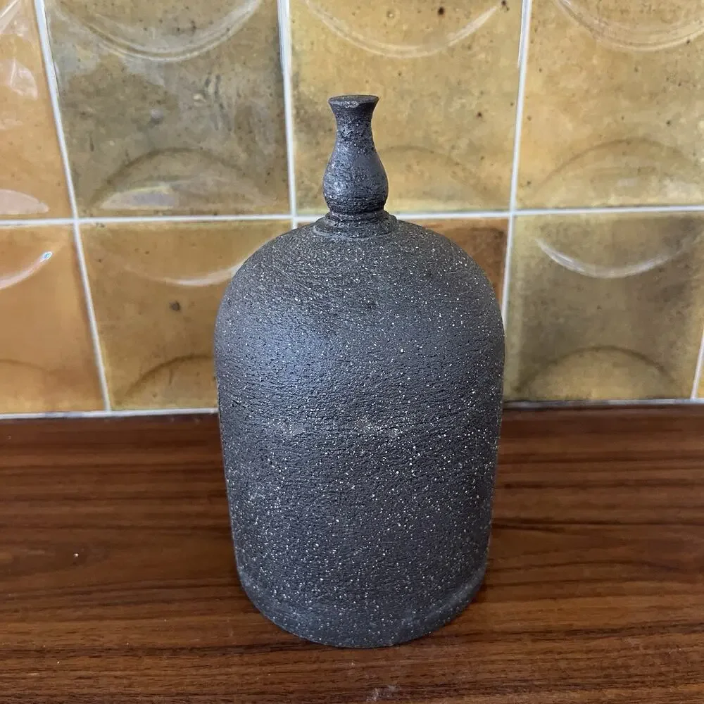 Vintage Stoneware Pottery Signed Tea Trinket Container With Lid Greek